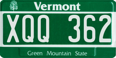 VT license plate XQQ362
