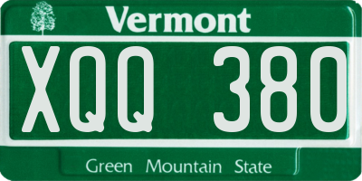 VT license plate XQQ380