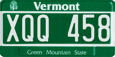 VT license plate XQQ458