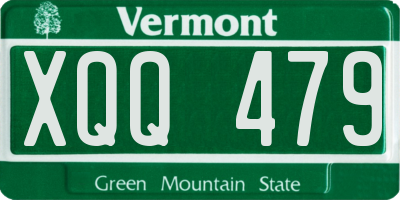 VT license plate XQQ479