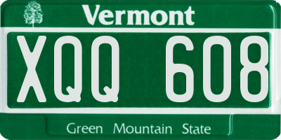 VT license plate XQQ608