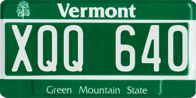 VT license plate XQQ640