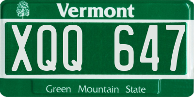 VT license plate XQQ647