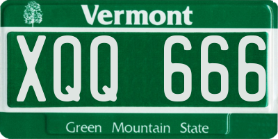VT license plate XQQ666