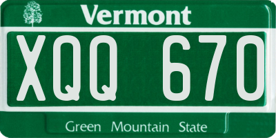 VT license plate XQQ670