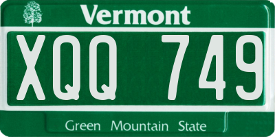 VT license plate XQQ749