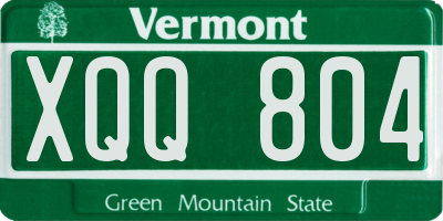 VT license plate XQQ804