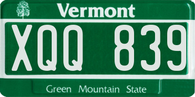 VT license plate XQQ839