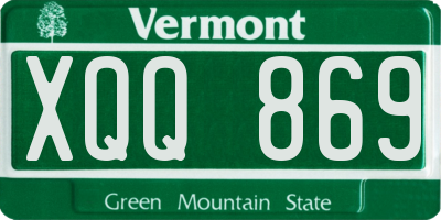 VT license plate XQQ869