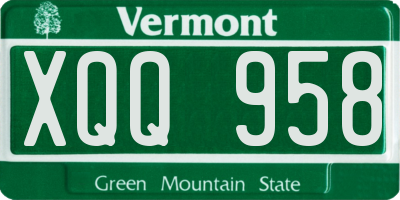 VT license plate XQQ958
