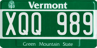 VT license plate XQQ989