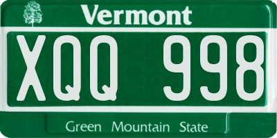 VT license plate XQQ998