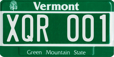 VT license plate XQR001