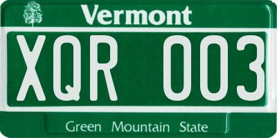 VT license plate XQR003