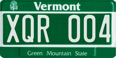 VT license plate XQR004