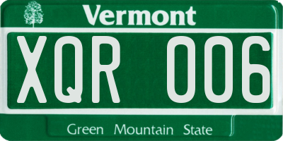 VT license plate XQR006