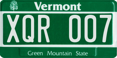 VT license plate XQR007