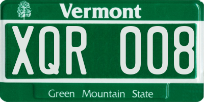 VT license plate XQR008