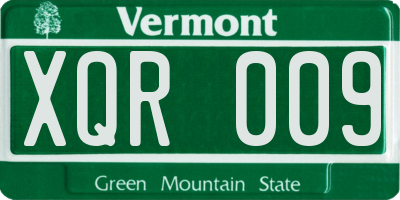 VT license plate XQR009
