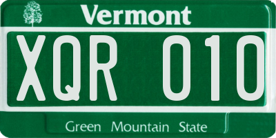 VT license plate XQR010