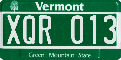 VT license plate XQR013