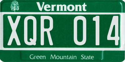 VT license plate XQR014