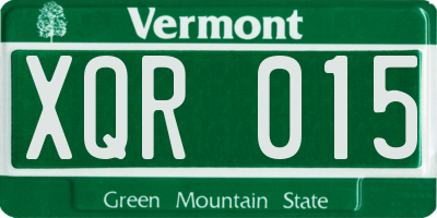 VT license plate XQR015