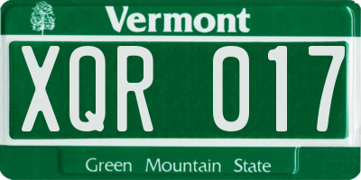 VT license plate XQR017