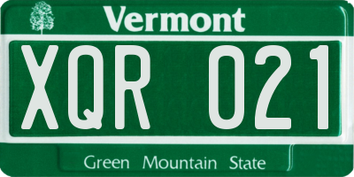VT license plate XQR021