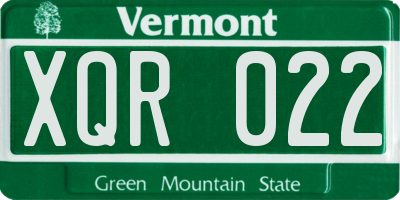 VT license plate XQR022