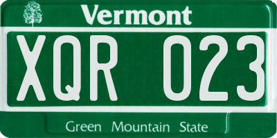 VT license plate XQR023