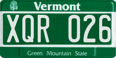 VT license plate XQR026