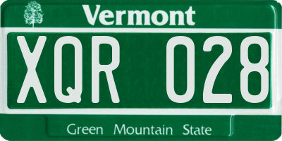 VT license plate XQR028