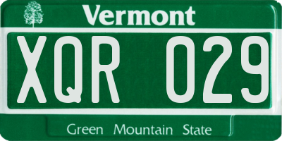 VT license plate XQR029
