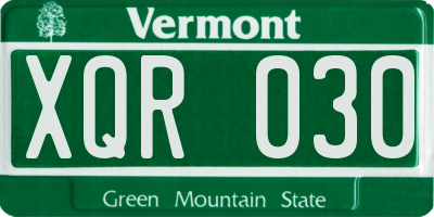 VT license plate XQR030