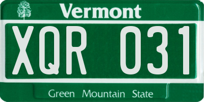 VT license plate XQR031