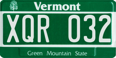 VT license plate XQR032