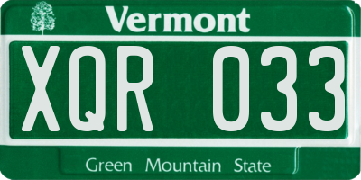 VT license plate XQR033
