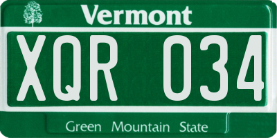 VT license plate XQR034