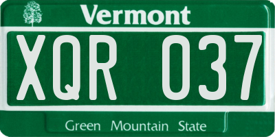 VT license plate XQR037