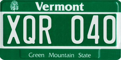 VT license plate XQR040