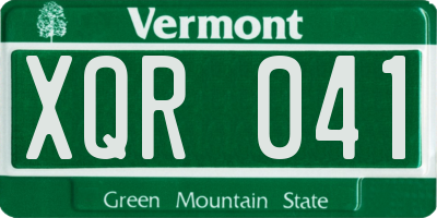 VT license plate XQR041