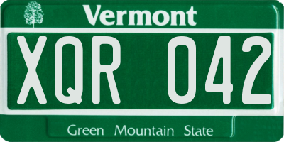 VT license plate XQR042