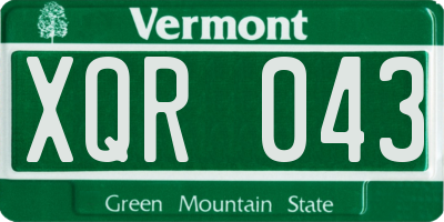 VT license plate XQR043