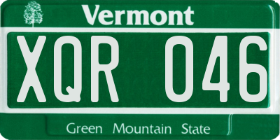 VT license plate XQR046
