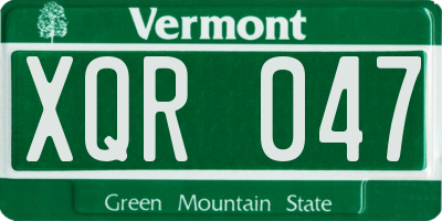 VT license plate XQR047