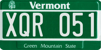 VT license plate XQR051