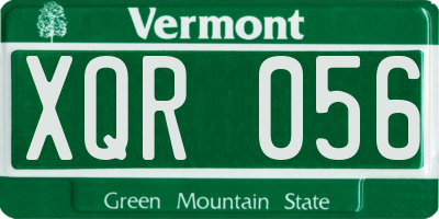 VT license plate XQR056