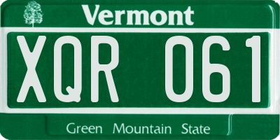 VT license plate XQR061