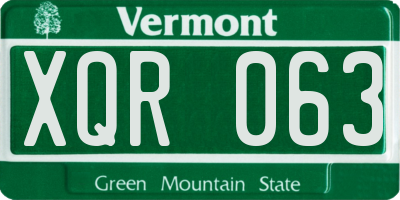 VT license plate XQR063